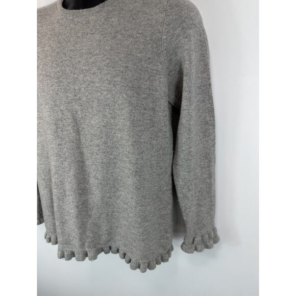 J. McLaughlin Cashmere Knit Sweater Grey Size Medium Ruffle Trim Capsule - Picture 9 of 9
